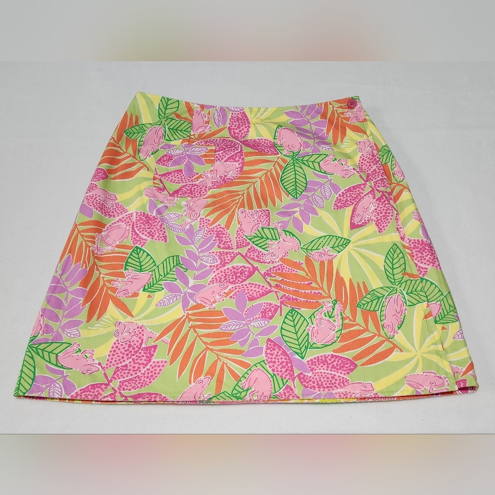 Lilly Pulitzer Tropical Frog Patchwork Reversible Skirt Size 6